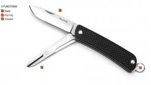 Ruike - S22 - Cuțit multifuncțional - 3 funcții - Oțel 12C27 - Negru